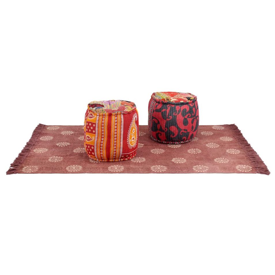 Poufs et tapis 3 pcs Tissu Patchwork - Photo n°1