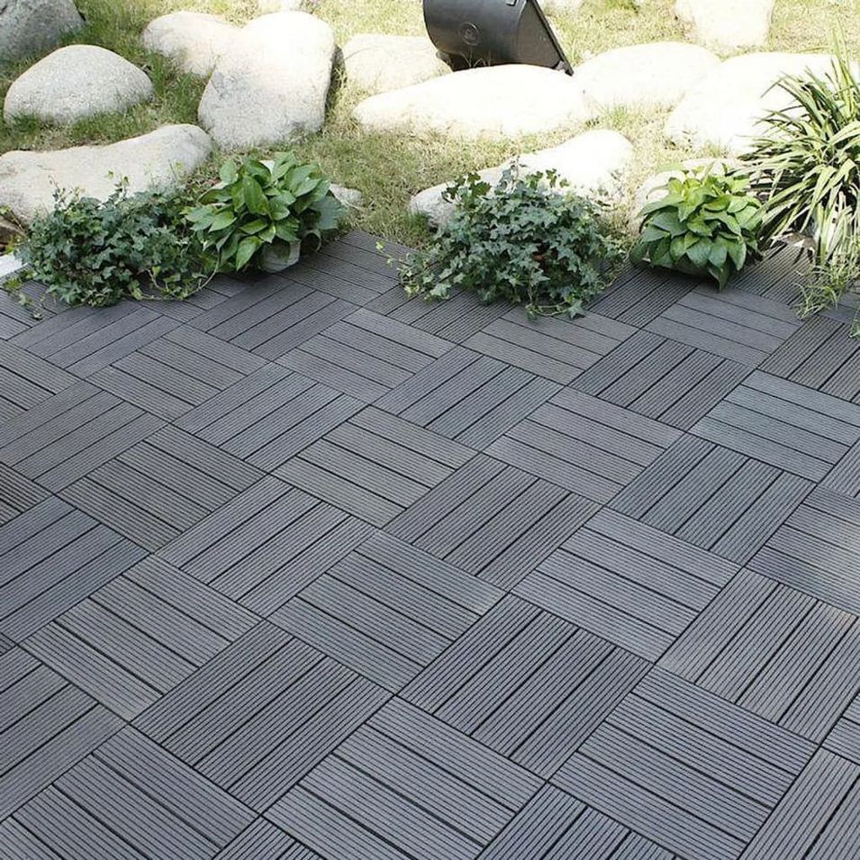 ProGarden Ensemble de carreaux de terrasse 6 pcs Gris foncé - Photo n°1