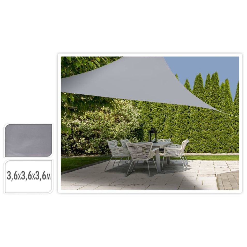 ProGarden Toile d'ombrage 3,6x3,6x3,6 m Gris Triangle - Photo n°1
