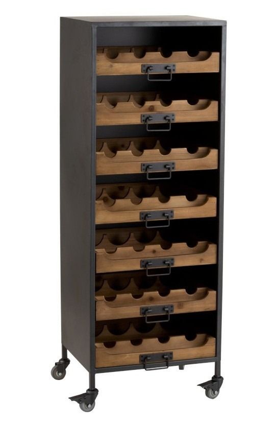 Range bouteilles bois massif foncé Fred L 43.5 cm - Photo n°1