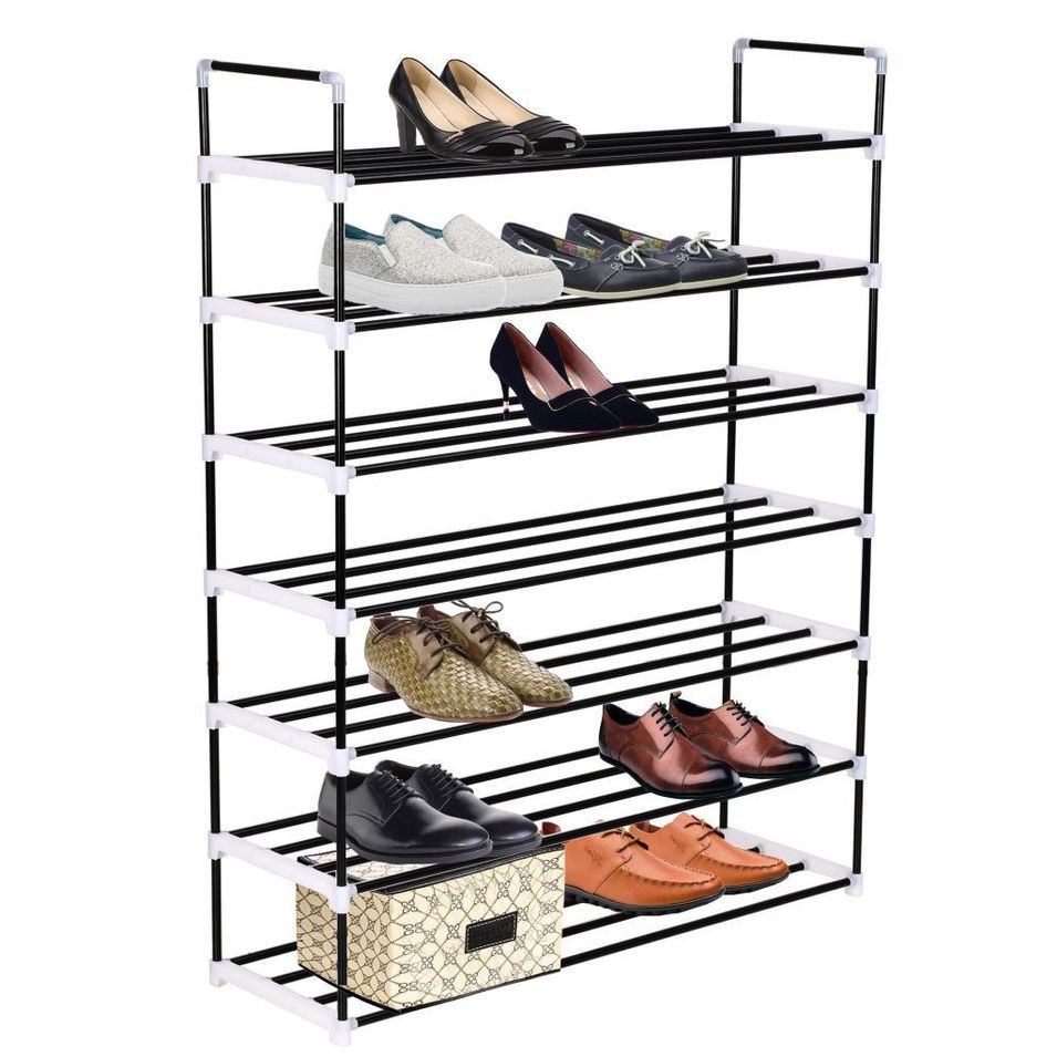 Range-chaussures avec 7 étagères en métal noir – Solution de rangement minimaliste - Photo n°1