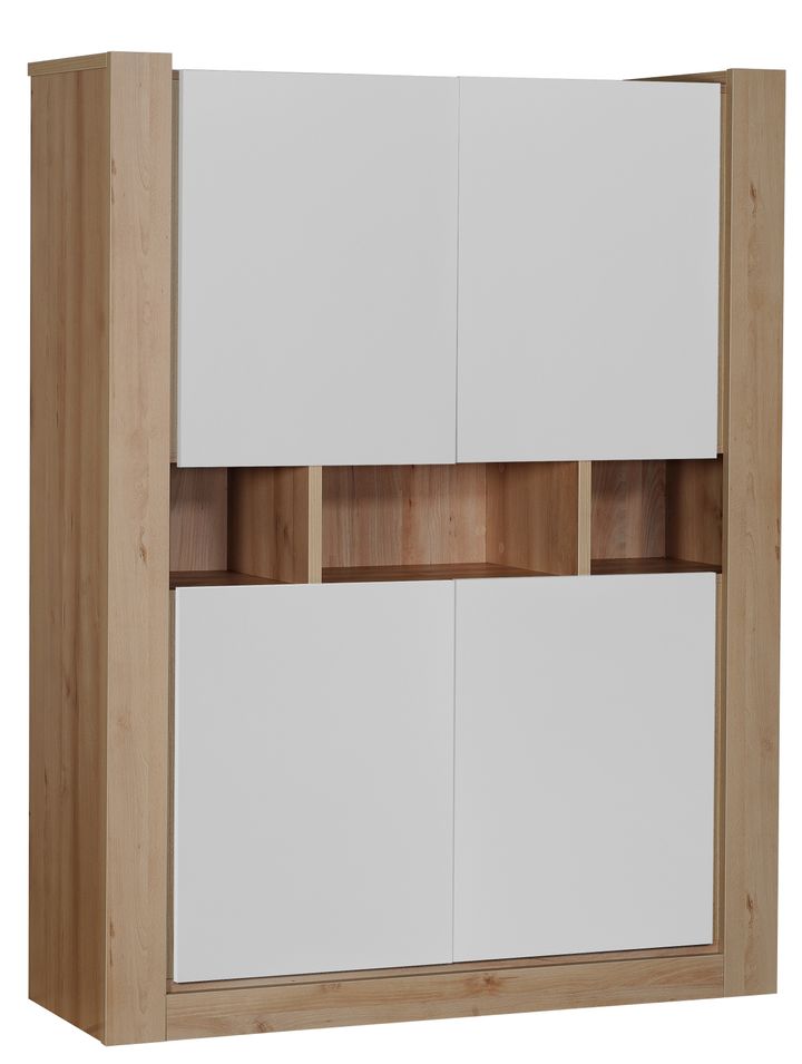 Rangement 4 portes Blanc et Chêne Kayen - Photo n°1