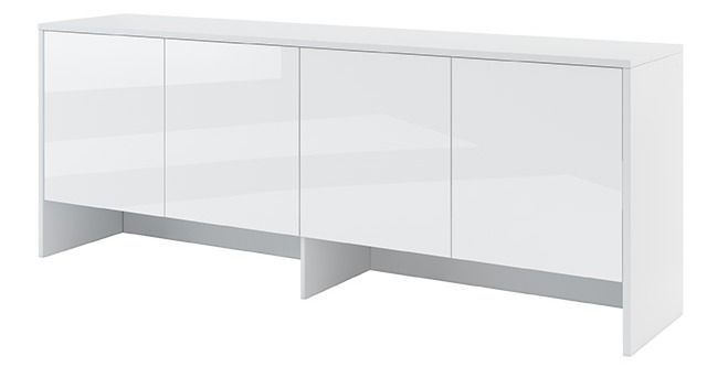 Rangement 4 portes pour lit escamotable horizontal 120 blanc brillant Noby 211 cm - Photo n°1