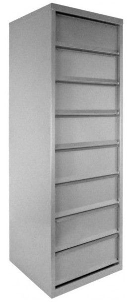 Rangement de bureau 8 tiroirs à clapets métal gris alu Kazy H 135 cm - Photo n°1