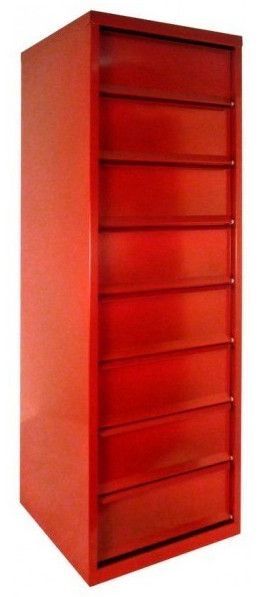 Rangement de bureau 8 tiroirs à clapets métal rouge Kazy H 135 cm - Photo n°1