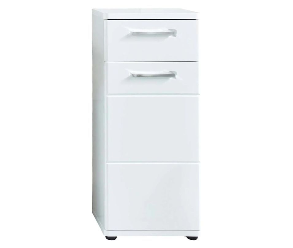 Rangement salle de bain 1 porte 1 tiroir mélaminé blanc Micko - Photo n°1