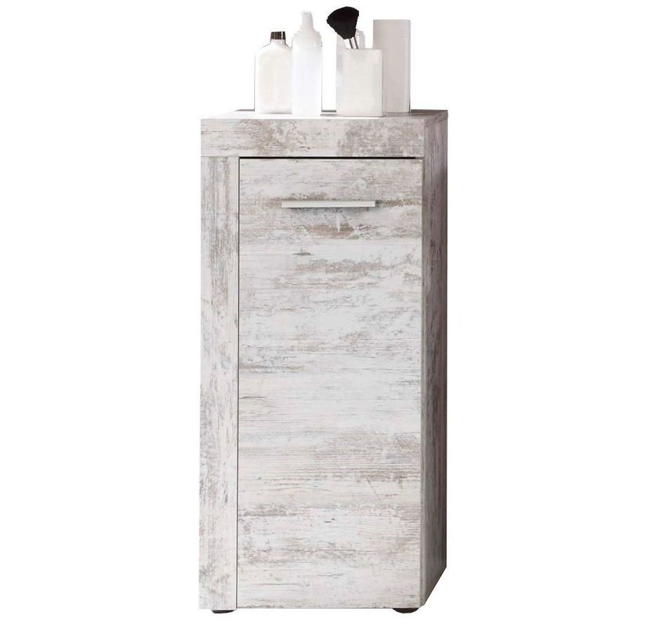 Rangement salle de bain 1 porte mélaminé blanc Cali - Photo n°1