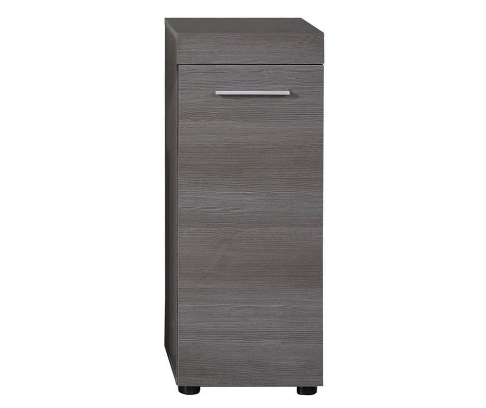 Rangement salle de bain 1 porte mélaminé chêne foncé Rune - Photo n°1