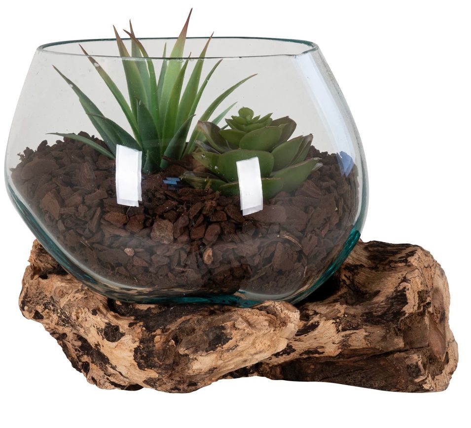 Récipient SAN MARINO H 15 cm – Bois de teck et verre - Photo n°1