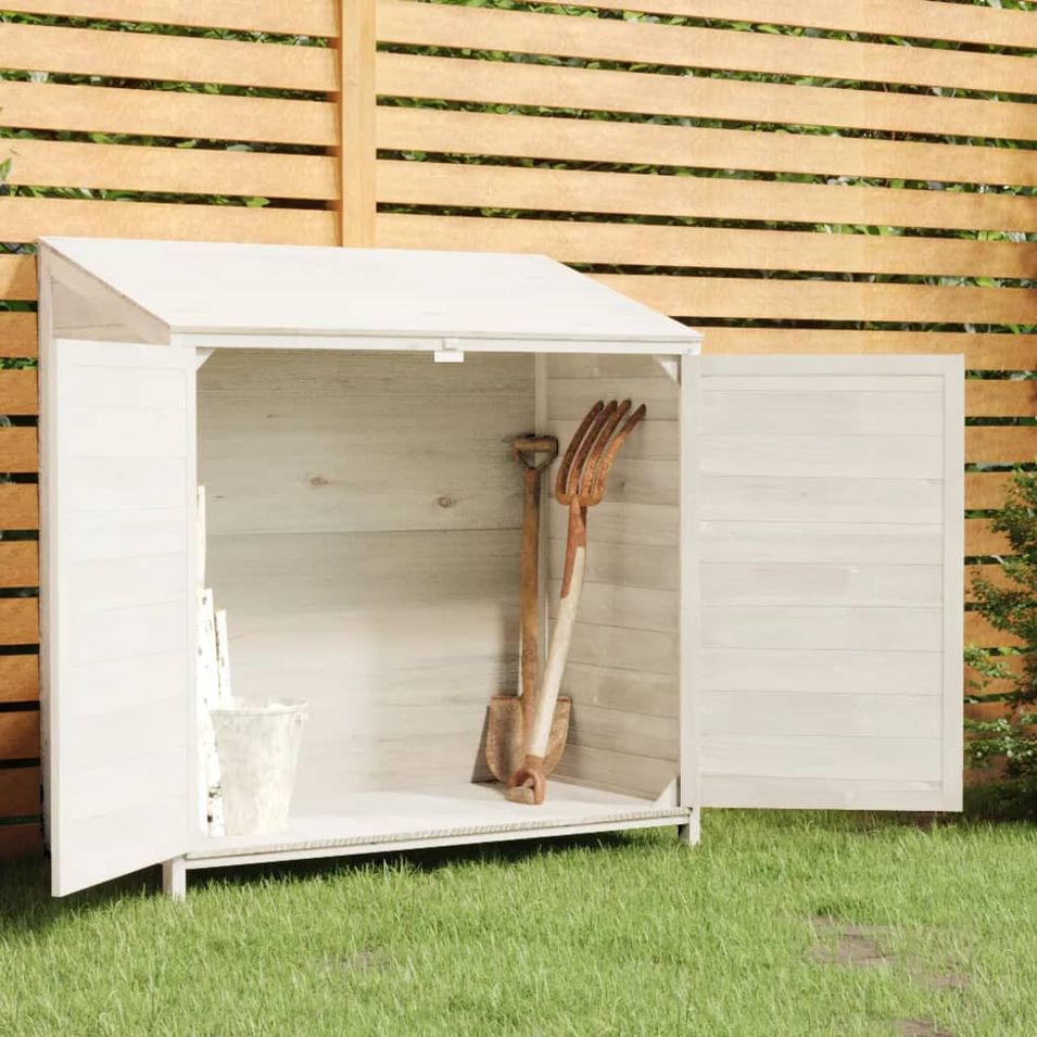 Remise de jardin Blanc 102x52x112 cm Bois de sapin solide - Photo n°1