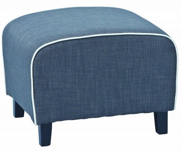 Repose pieds tissu gris et blanc pieds bois laqué Noraa - Photo n°1