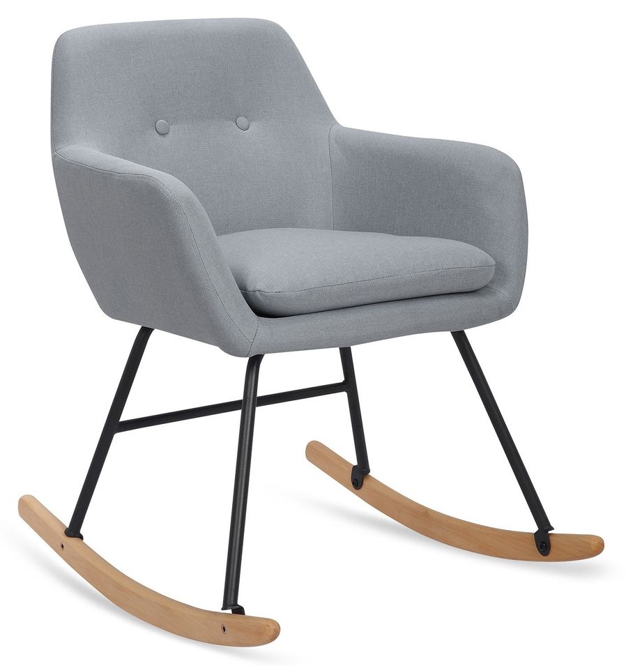 Rocking chair en tissu gris clair Cora - Photo n°1