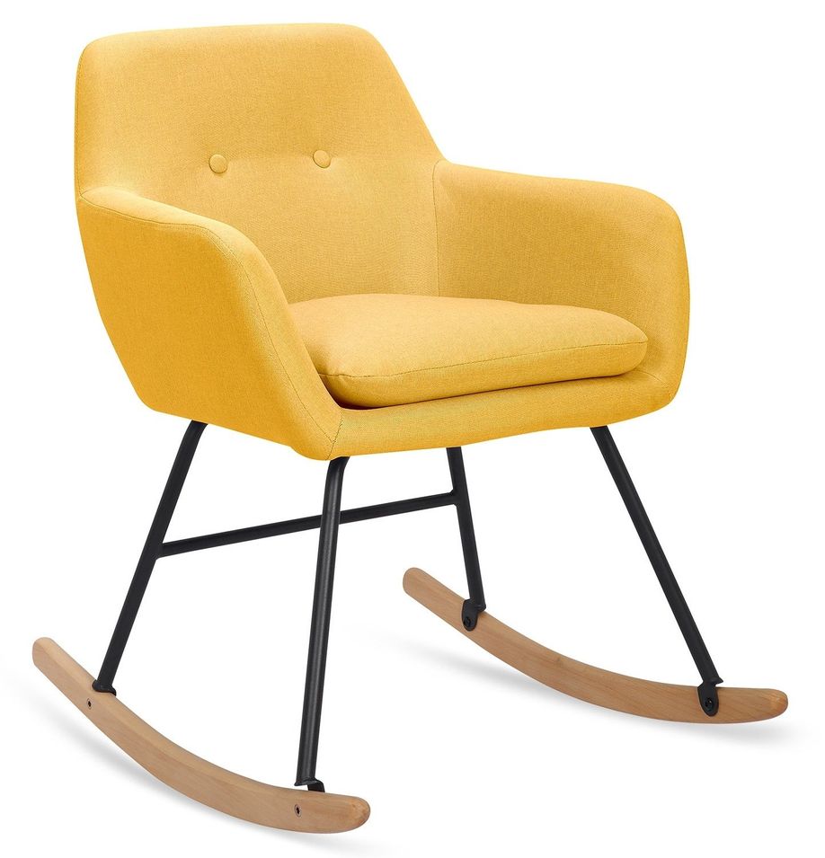 Rocking chair en tissu jaune Cora - Photo n°1