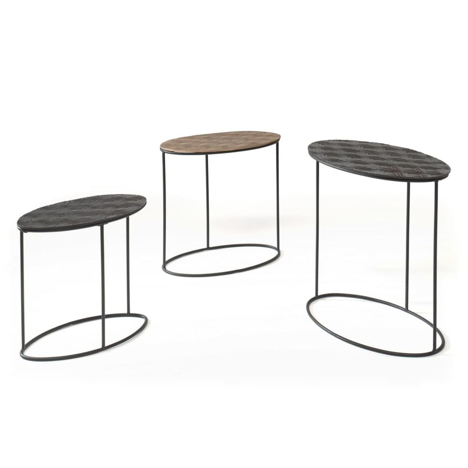 Rousseau Ensemble de tables d'appoint 3 pcs Tanto Métal Noir et doré - Photo n°1