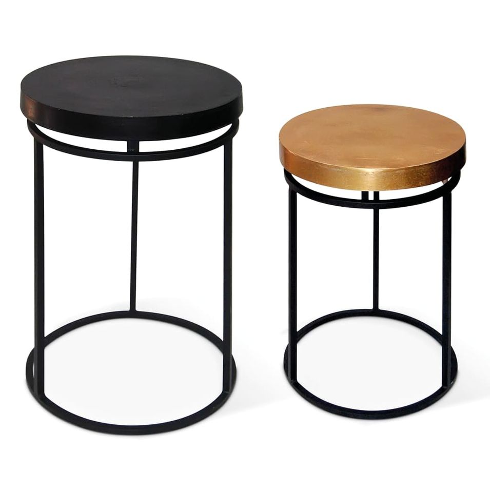 Rousseau Ensemble tables d'appoint 2 pcs Cameo Métal Noir et doré - Photo n°1