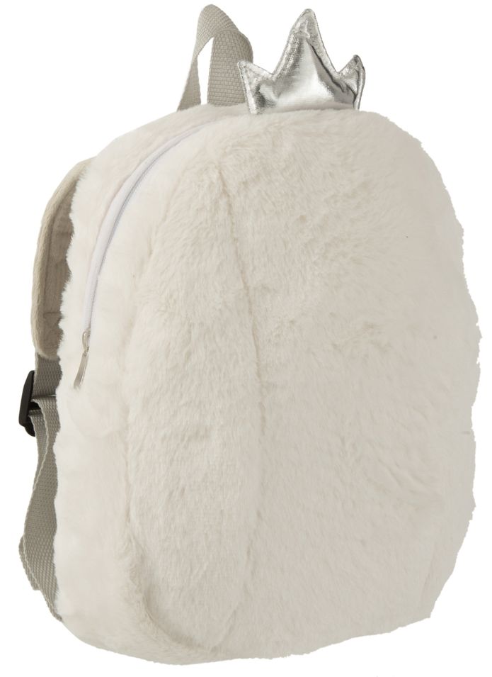 Sac à dos enfant couronne peluche blanc argent Cyka - Photo n°1