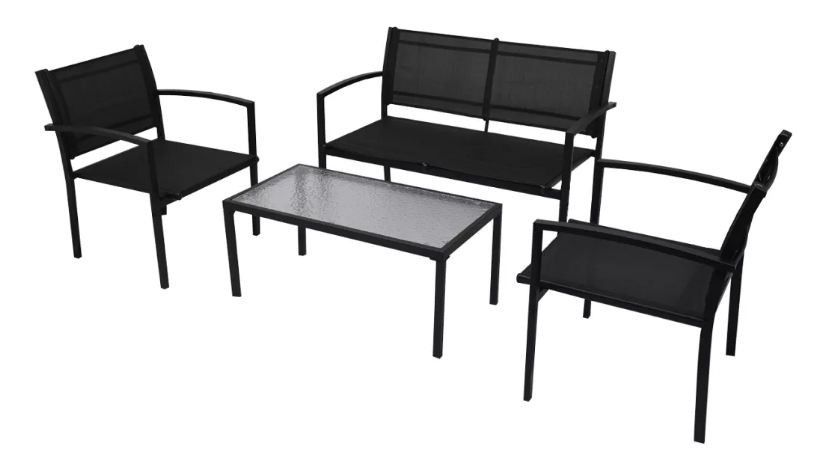 Salon de jardin 1 banc métal noir Groove - Photo n°1