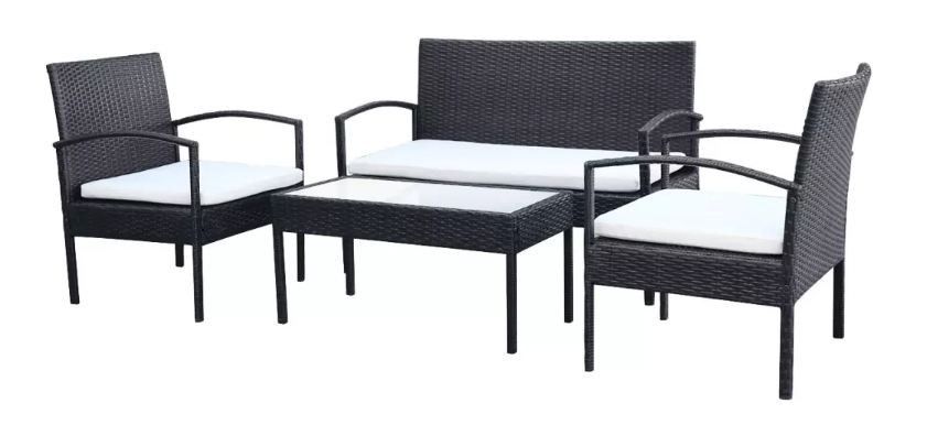 Salon de jardin 1 canapé 2 fauteuils résine tressée Noir King - Photo n°1