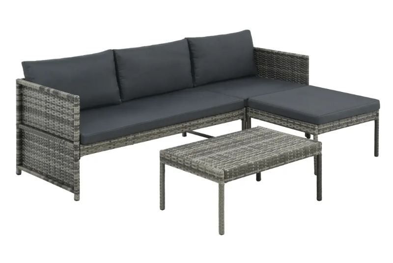 Salon de jardin 1 canapé résine tressée gris Magl - Photo n°1