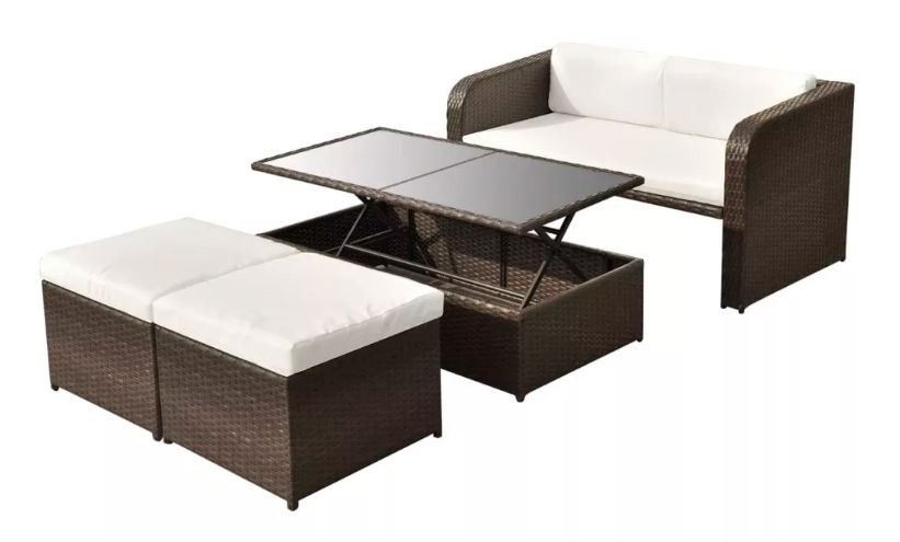 Salon de jardin 1 canapé résine tressée marron Chad - Photo n°1