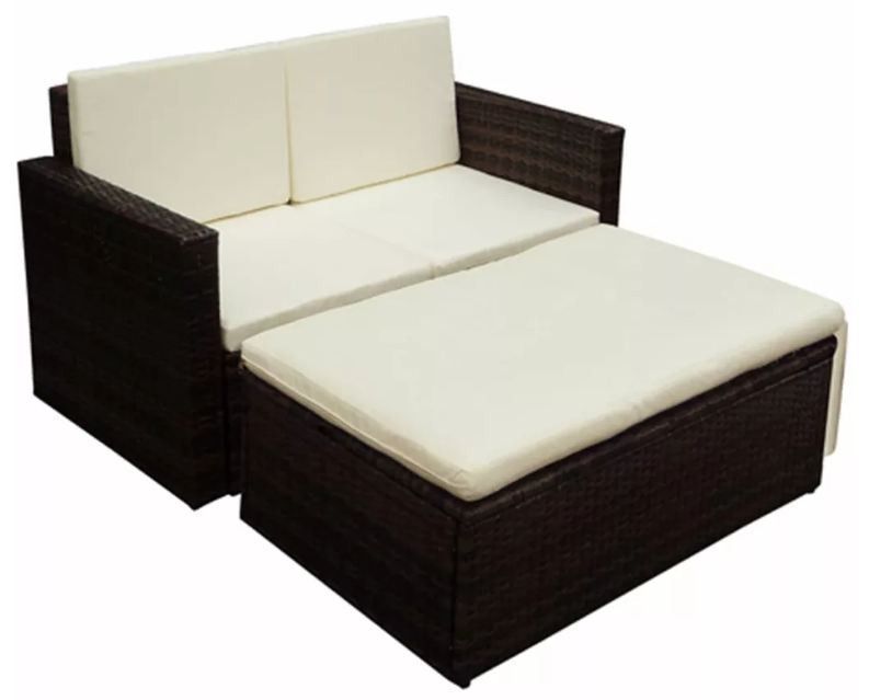 Salon de jardin 1 canapé résine tressée marron Xtep - Photo n°1