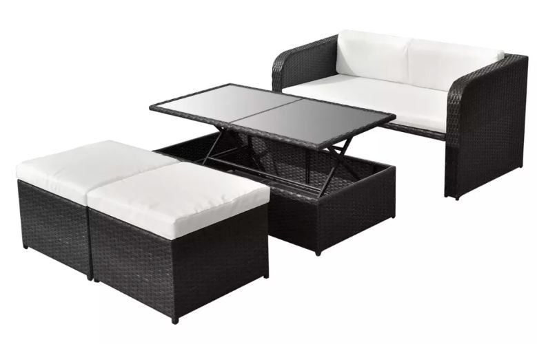 Salon de jardin 1 canapé résine tressée noir Chad - Photo n°1