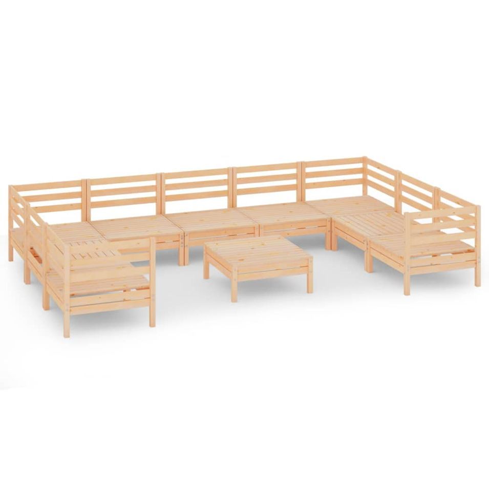 Salon de jardin 10 pcs Bois de pin massif 91 - Photo n°1