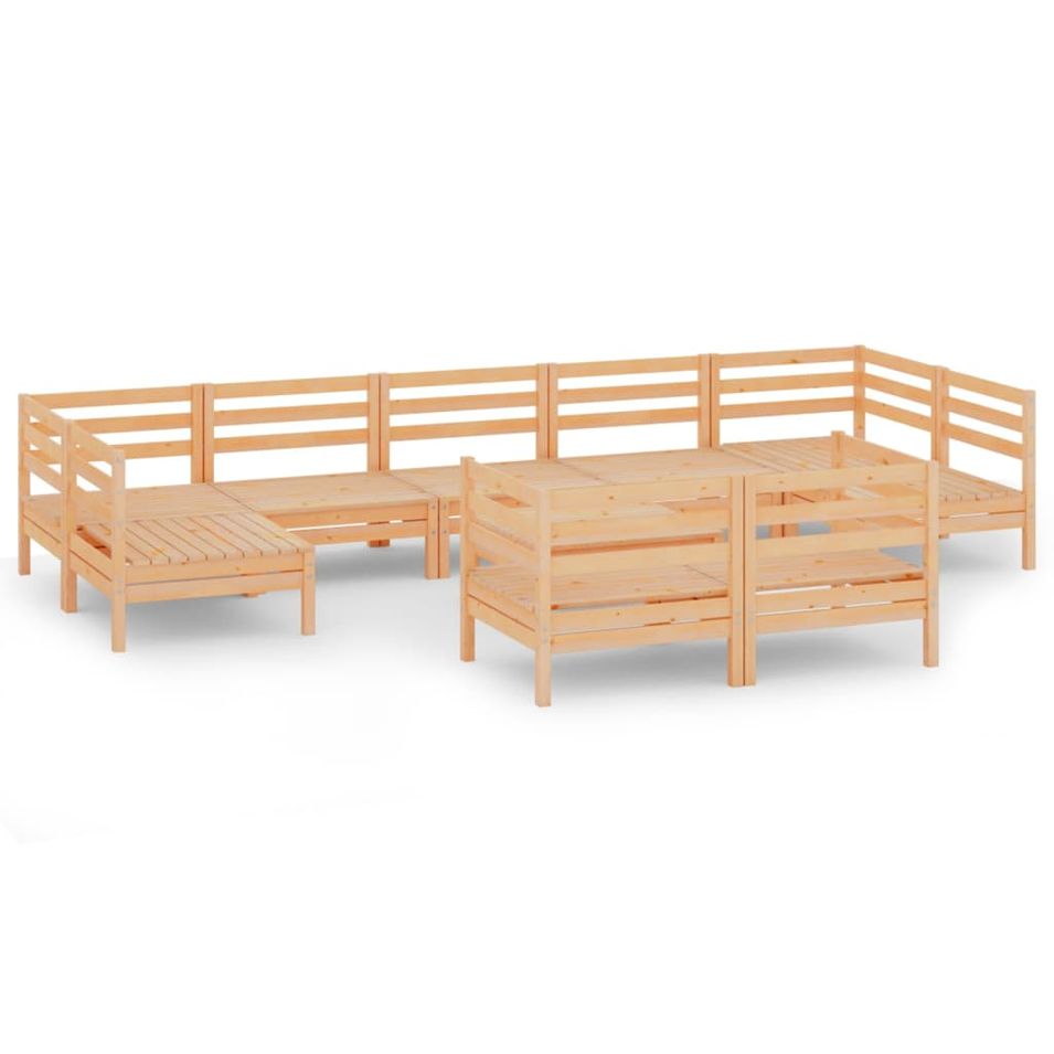 Salon de jardin 10 pcs Bois de pin massif 80 - Photo n°1