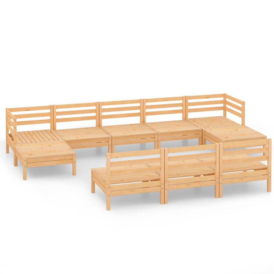 Salon de jardin 10 pcs Bois de pin massif 82 - Photo n°1