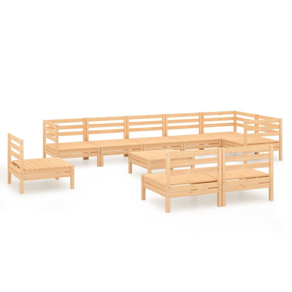 Salon de jardin 10 pcs Bois de pin massif 83 - Photo n°1