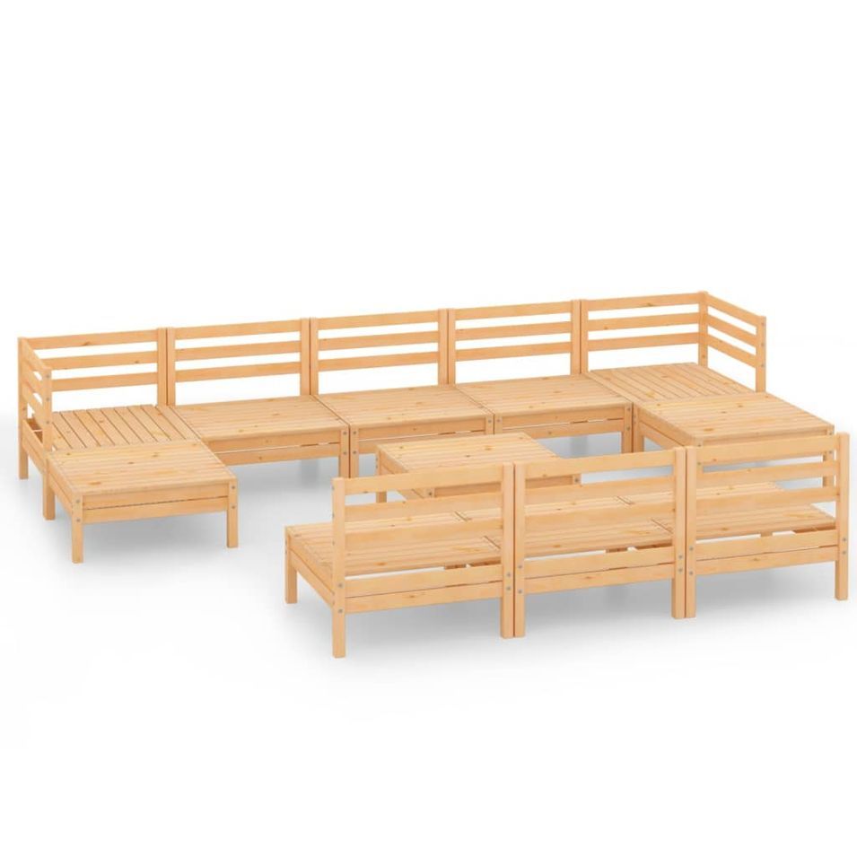Salon de jardin 11 pcs Bois de pin massif 74 - Photo n°1