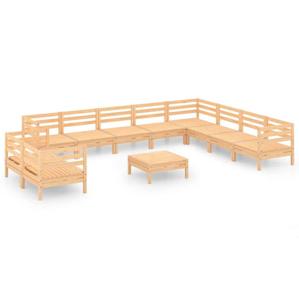 Salon de jardin 11 pcs Bois de pin massif 70 - Photo n°1