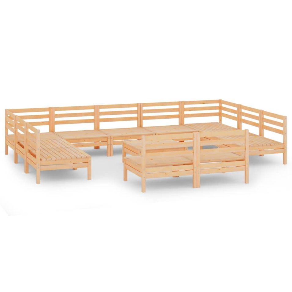 Salon de jardin 12 pcs Bois de pin massif 52 - Photo n°1