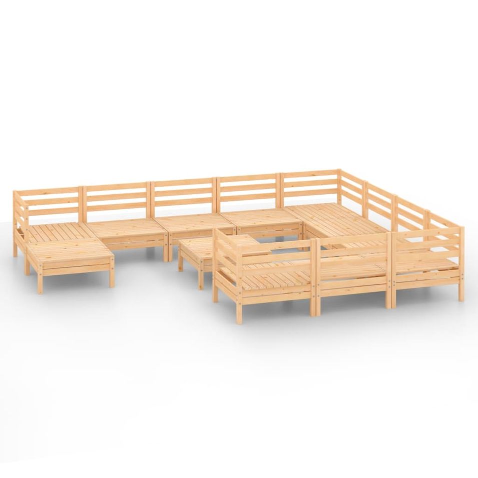 Salon de jardin 12 pcs Bois de pin massif 51 - Photo n°1