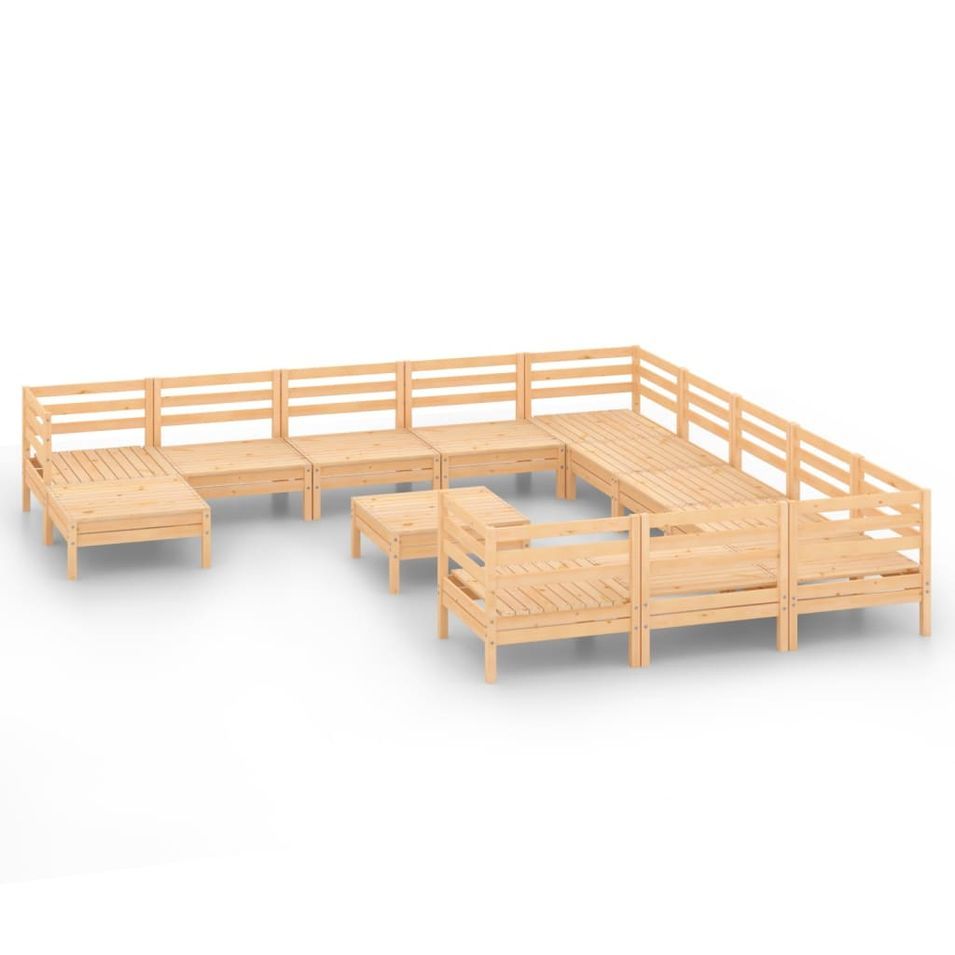 Salon de jardin 13 pcs Bois de pin massif 40 - Photo n°1