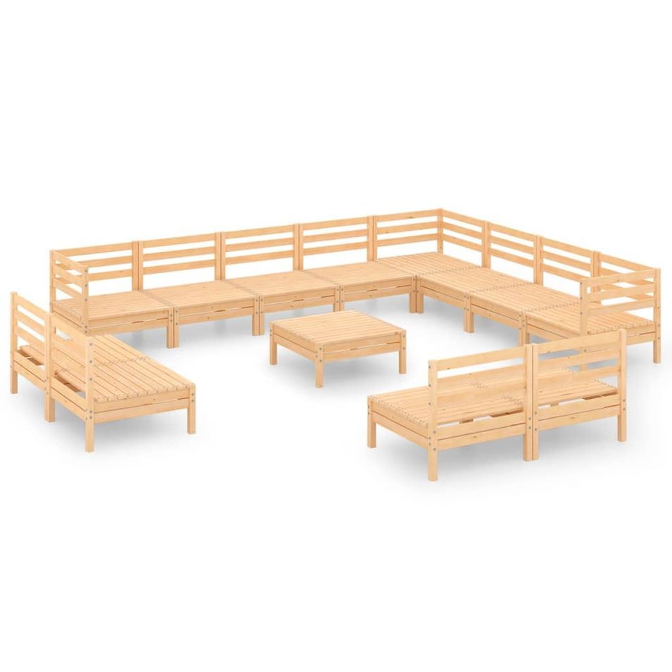 Salon de jardin 13 pcs Bois de pin massif 36 - Photo n°1