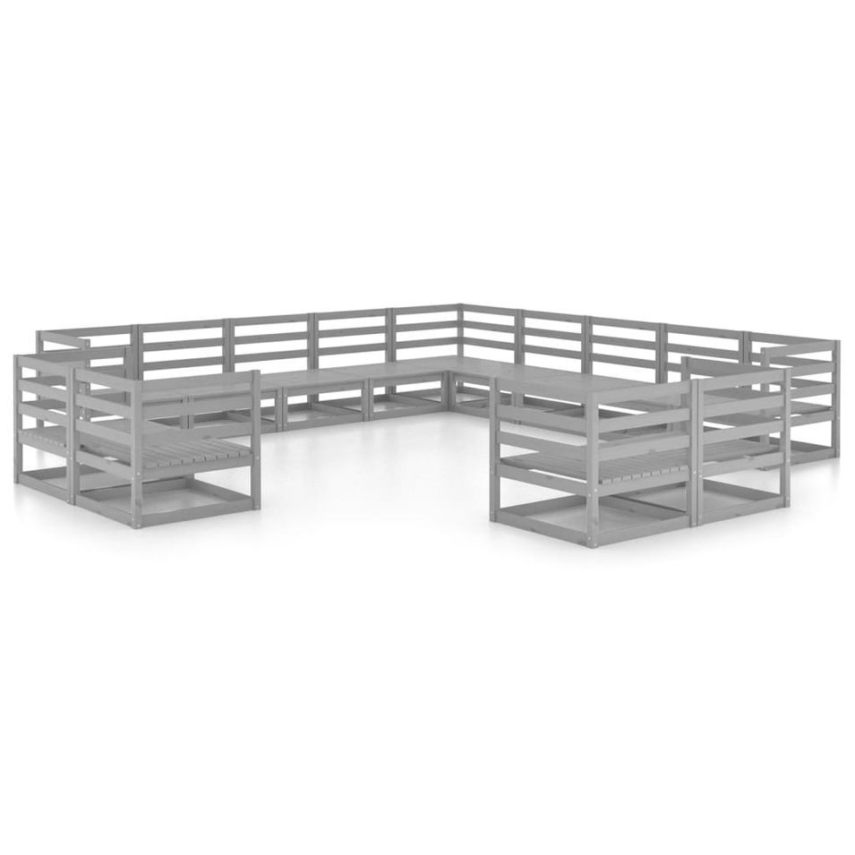 Salon de jardin 13 pcs Bois de pin massif 31 - Photo n°1