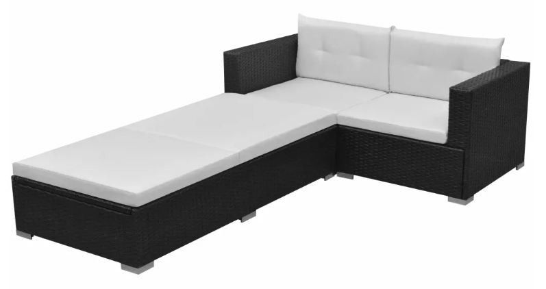 Salon de jardin 2 fauteuils résine tressée noir Kim - Photo n°1