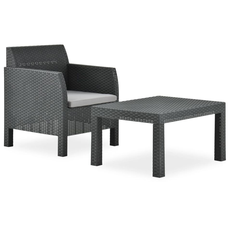 Salon de jardin 2 pcs avec coussin PP Anthracite - Photo n°1
