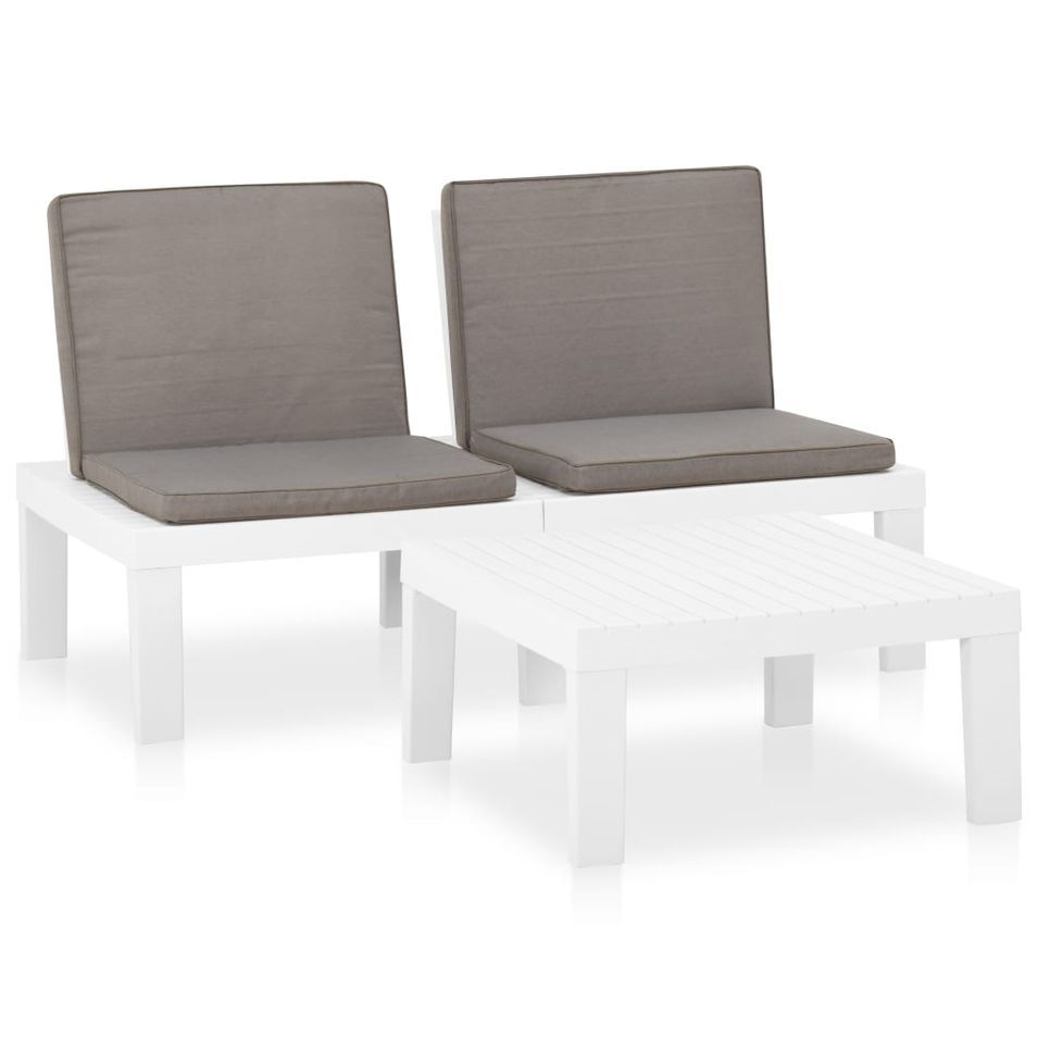 Salon de jardin 2 pcs avec coussins Plastique Blanc - Photo n°1