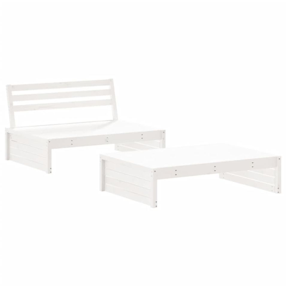 Salon de jardin 2 pcs blanc bois de pin massif - Photo n°1