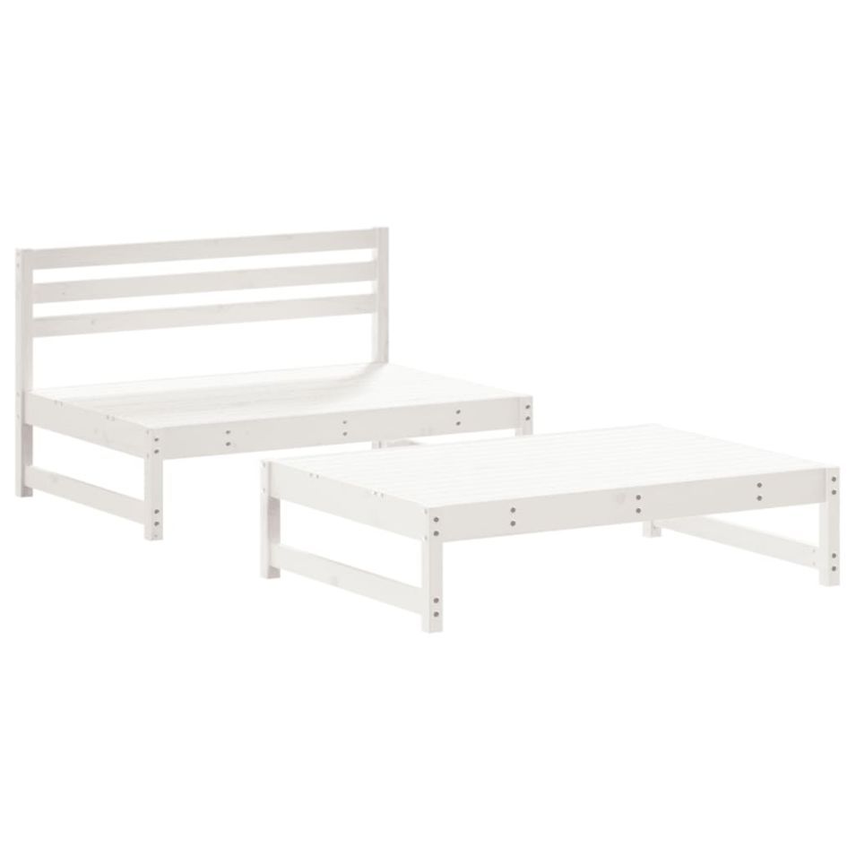 Salon de jardin 2 pcs blanc bois de pin massif - Photo n°1