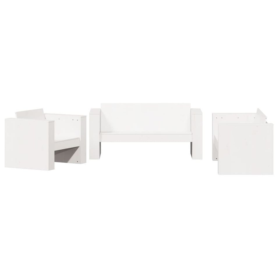 Salon de jardin 2 pcs blanc bois de pin massif - Photo n°1