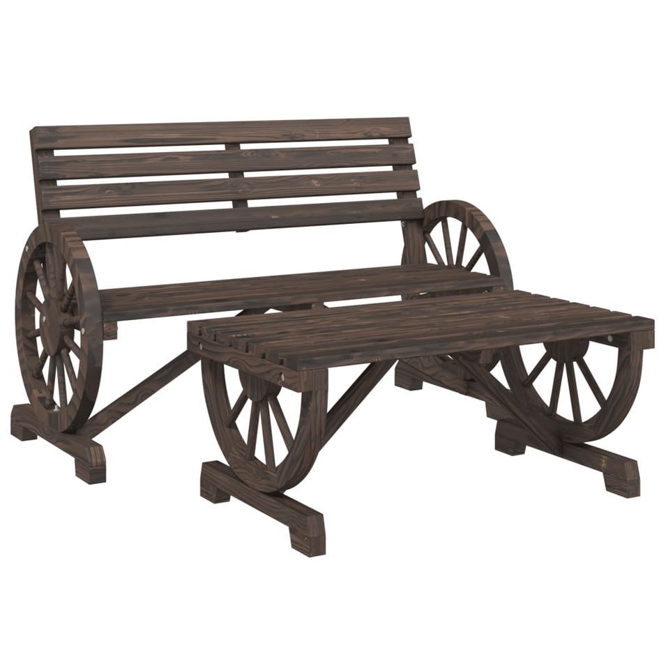 Salon de jardin 2 pcs bois de sapin massif - Photo n°1