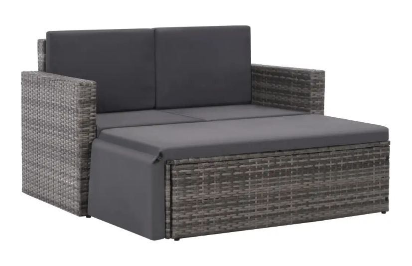 Salon de jardin 2 pièces résine tressée gris Magl - Photo n°1