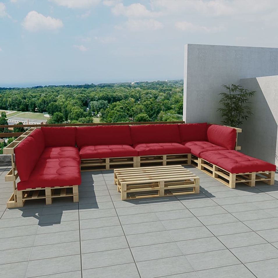 Salon de jardin 21 pcs Palettes Rouge bordeaux - Photo n°1