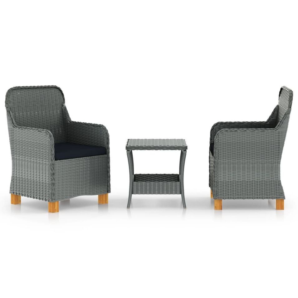 Salon de jardin 3 pcs avec coussins Résine tressée Gris clair 3 - Photo n°1