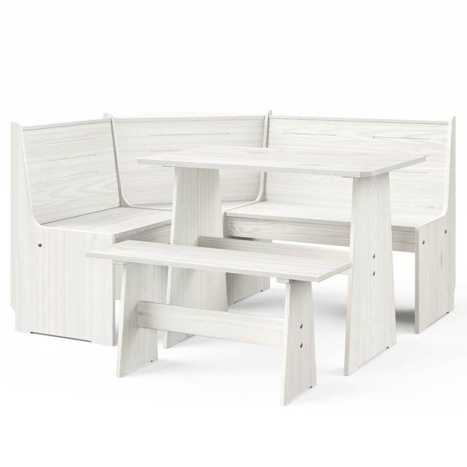 Salon de jardin 3 pcs Blanc Bois de pin massif 10 - Photo n°1
