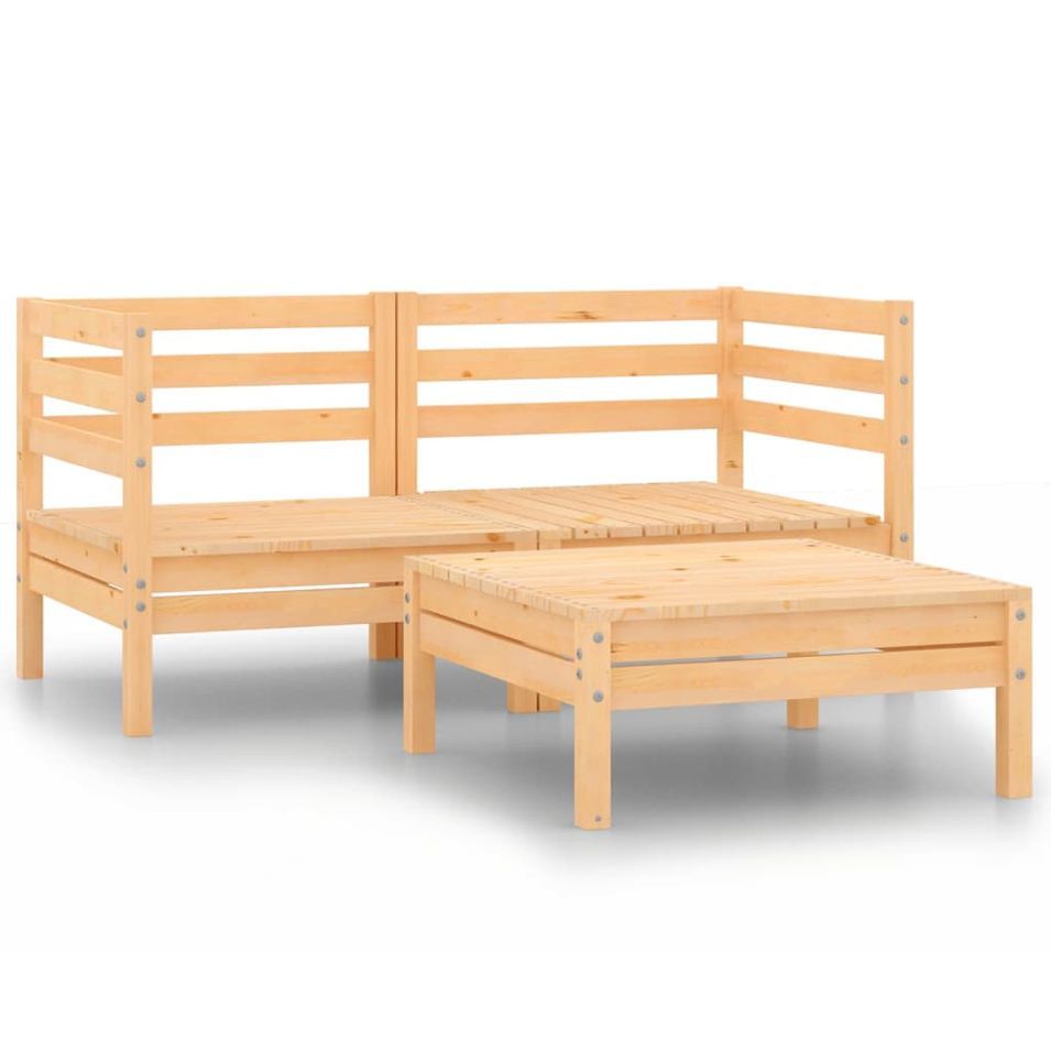 Salon de jardin 3 pcs Bois de pin massif 11 - Photo n°1