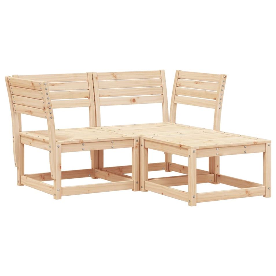 Salon de jardin 3 pcs bois de pin massif - Photo n°1